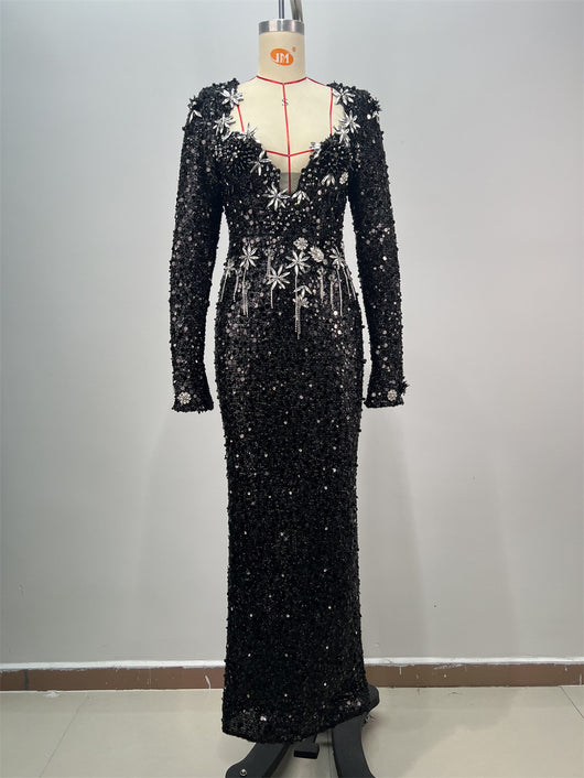 Vestido Largo de Lentejuelas Ajustado para Mujer - Image 8
