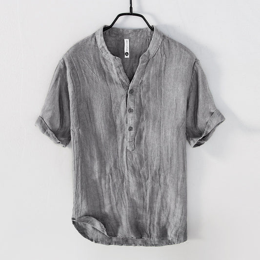Blusa de Lino Retro Colores Sólidos - Image 2