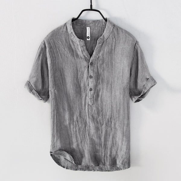 Blusa de Lino Retro Colores Sólidos