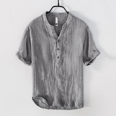 Blusa de Lino Retro Colores Sólidos - Image 2