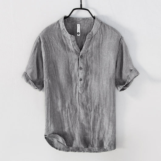 Blusa de Lino Retro Colores Sólidos - Image 2