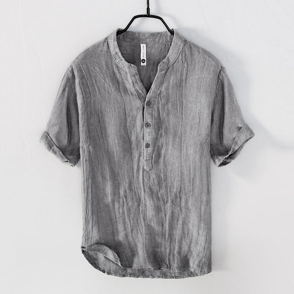 Blusa de Lino Retro Colores Sólidos
