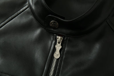 Chaqueta de Cuero Estilo Retro Americano con Detalles de Tartán - Image 27