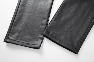 Pantalones Casuales de Hombre con Cierre y Tela Encerada - Image 11