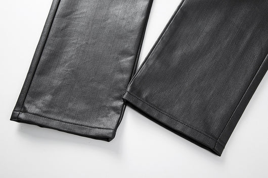Pantalones Casuales de Hombre con Cierre y Tela Encerada - Image 11
