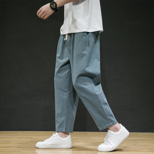 Pantalones Cropped Rectos de Algodón y Lino para Hombre - Image 5