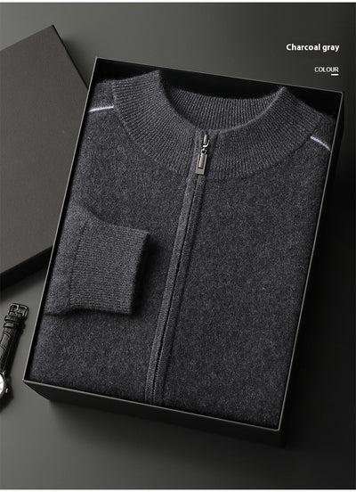 Suéter de Cachemira para Hombre Grueso Cuello Alto Cremallera - Image 13