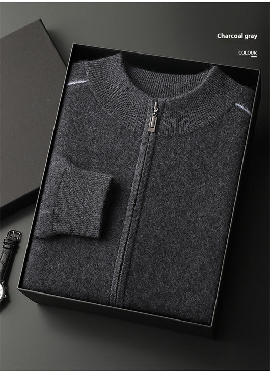 Suéter de Cachemira para Hombre Grueso Cuello Alto Cremallera - Image 13