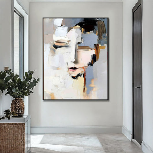Cuadro Abstracto Mujer Moderno - Óleo Pintado a Mano Blanco y Negro - Image 7