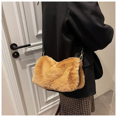 Bolso de Hombro Cuadrado Plush en Colores Sólidos - Image 9