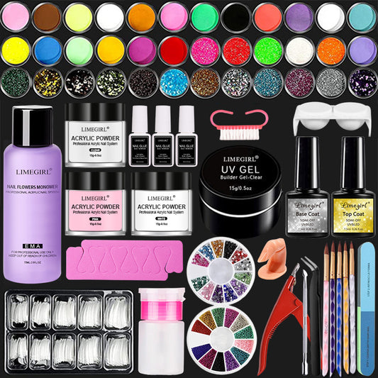 Kit Completo de Polvo Acrílico y Líquido Crystal para Uñas Francesas - 42 Colores con Base Selladora - Image 2