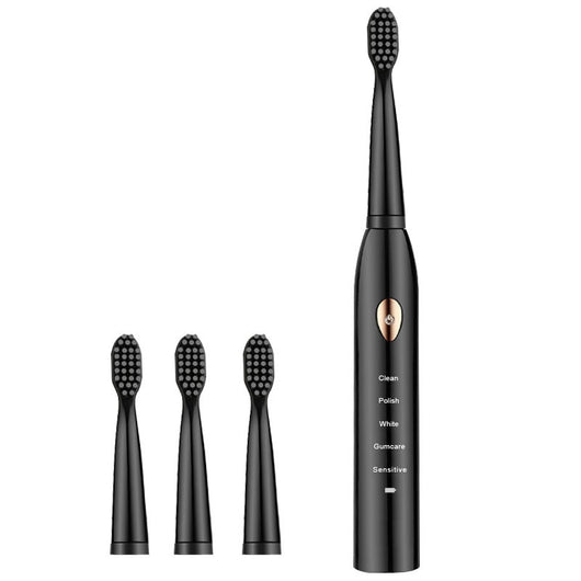 Four black soft-bristle replacement toothbrush heads for an automatic ultrasonic wave toothbrush. - Image 6