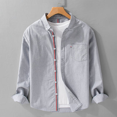 Camisa Oxford Clásica Británica de Manga Larga para Hombre - Image 2