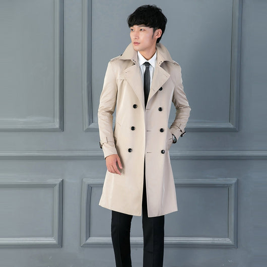 Abrigo Ejecutivo Doble Botonadura Primavera Otoño Slim Fit Estilo Británico - Image 14