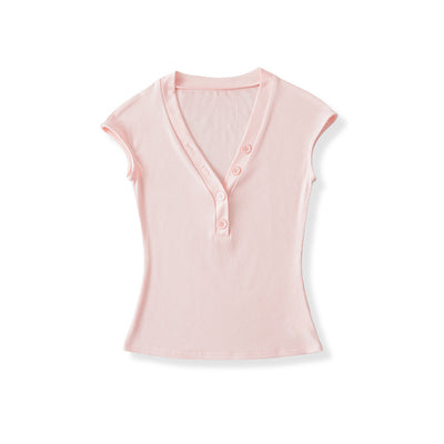Playera Cuello V Ajustada de Manga Corta - Diseño Moderno y Favorecedor - Image 14