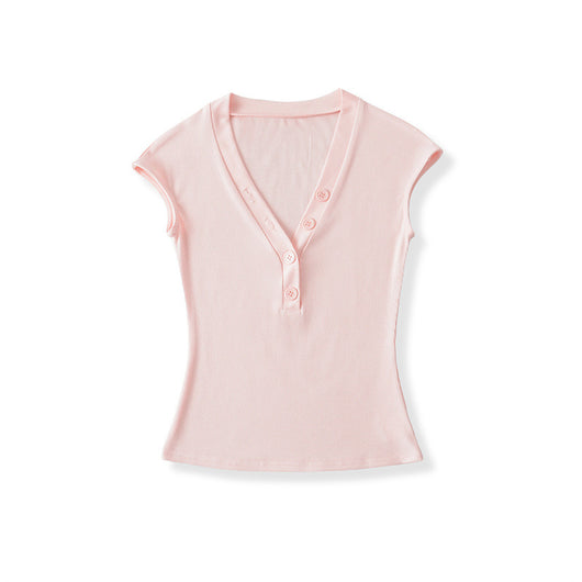 Playera Cuello V Ajustada de Manga Corta - Diseño Moderno y Favorecedor - Image 14