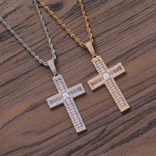 Dije Cruz de Cobre con Circonita Incrustada - Collar de Fe