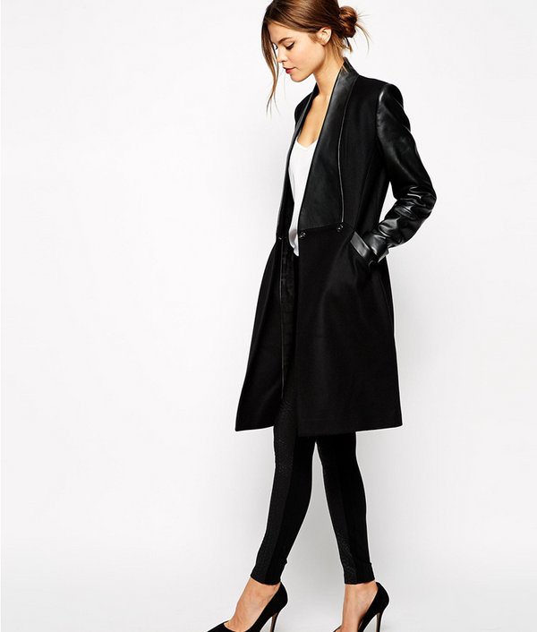 Abrigo de Lana Largo Slim con Detalles de Costura - Estilo Europeo Moderno