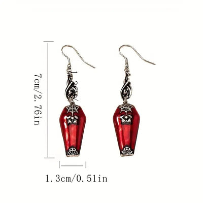 Aretes de Murciélago y Araña Rojo Retro - Estilo Instagram Halloween