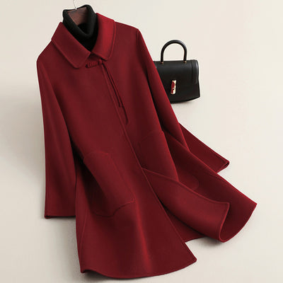 Abrigo de Lana Reversible Oversized Estilo Chino Rojo - Image 6