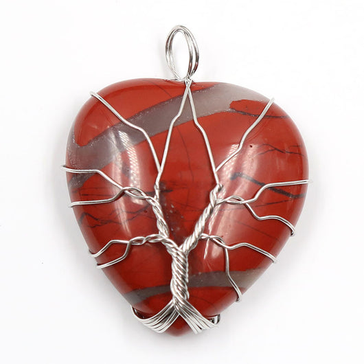 Colgante Corazón Melocotón Cristal Natural Árbol de la Vida para Parejas - Image 33