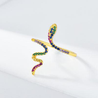 Anillo de Plata Esterlina con Diamantes Fancy Diseño Serpiente - Image 4