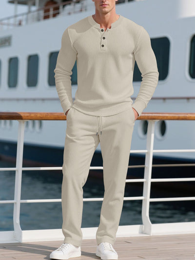 Conjunto de Pantalón y Camisa Casual de Manga Larga en Colores Sólidos - Image 14