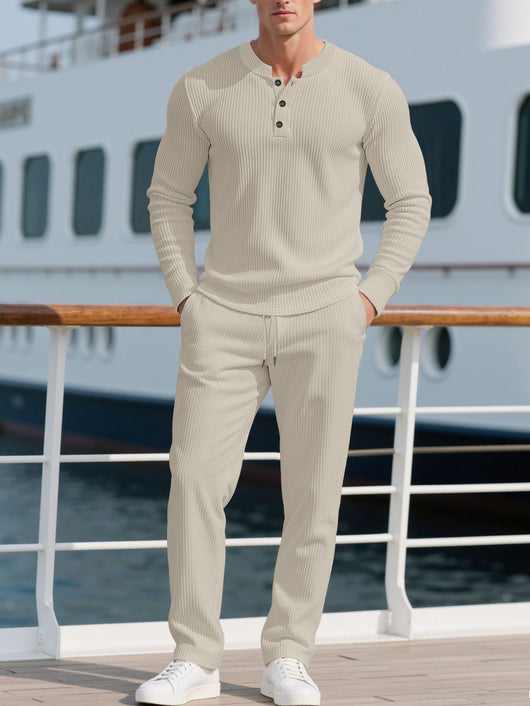 Conjunto de Pantalón y Camisa Casual de Manga Larga en Colores Sólidos - Image 14