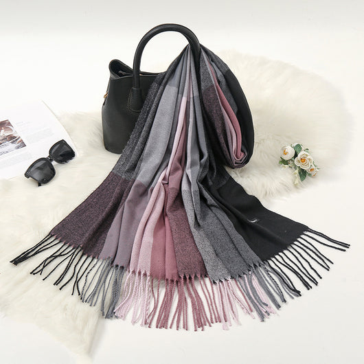 Bufanda de Invierno Bicolor en Cashmere Suave y Cálida - Image 7