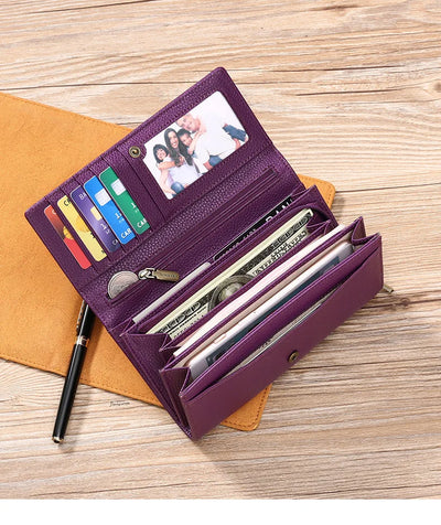 Cartera Larga de Cuero Genuino para Mujer - Diseño Europeo Premium - Image 9