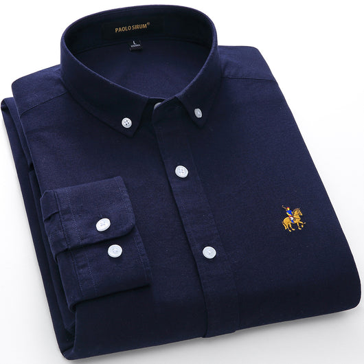 Camisa Oxford de Algodón con Bordado para Hombre - Manga Larga Talle Europeo - Image 5