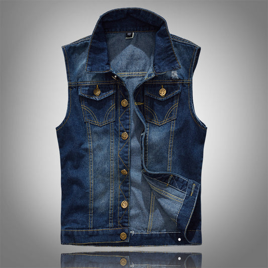 Chaleco Vaquero Azul Personalizado para Hombre - Talla Grande