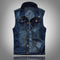 Men's Custom Blue Denim Vest - Plus Size