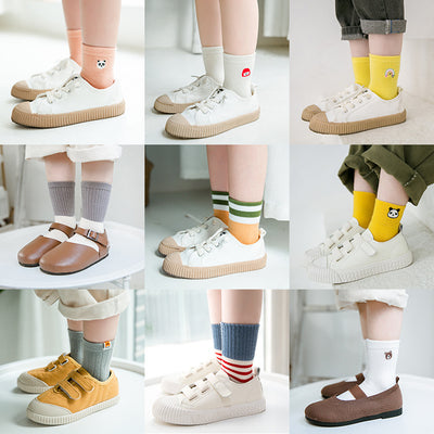 Calcetines de bebé de algodón con animales bordados y rayas coloridas - Image 5