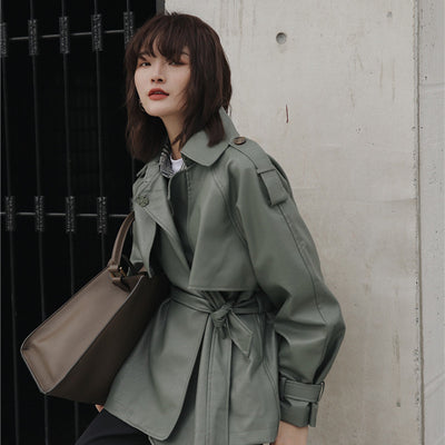 Chaqueta de Cuero PU Harajuku con Encaje y Solapa Suelta - Image 8