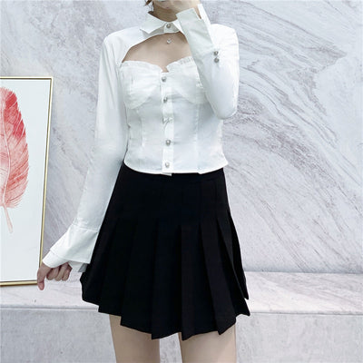 Blusa Blanca Elegante con Detalles de Volantes y Encaje Calado - Image 4