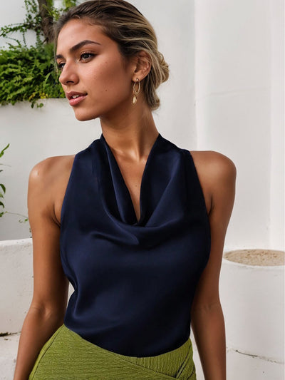 Blusa Elegante sin Mangas con Cuello Halter y Espalda Descubierta - Image 9