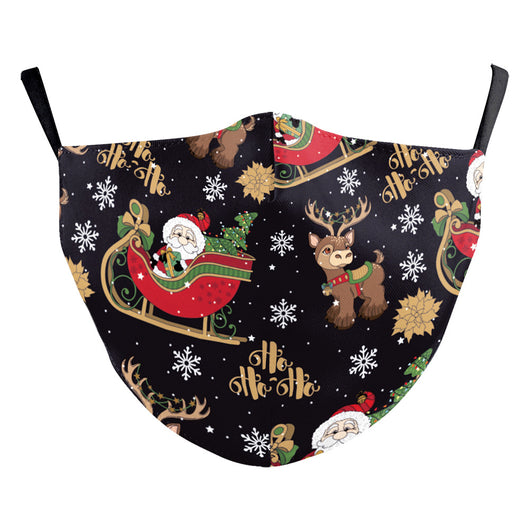 Christmas dust mask with a digital print of a black and white dog wearing a Santa hat and holding a candy cane. - Image 14
