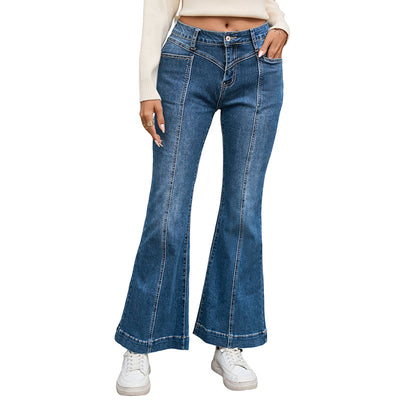 Pantalón Acampanado de Cintura Alta Estilo Casual para Mujer - Otoño - Image 4