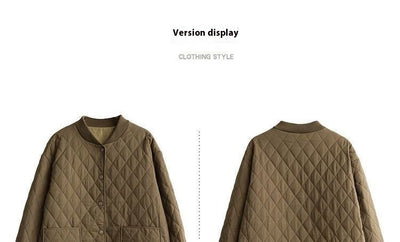 Chaqueta Acolchada de Algodón para Mujer - Diseño Rombo Ligero Otoño Invierno - Image 11