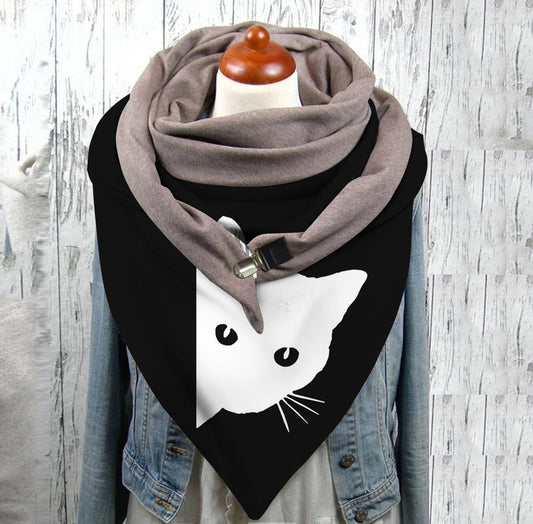 Bufanda Unisex con Estampado de Gato - Diseño Minimalista - Image 2