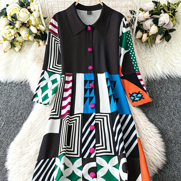 Vestido Camisero Bohemio con Pliegues para Mujer - Image 5