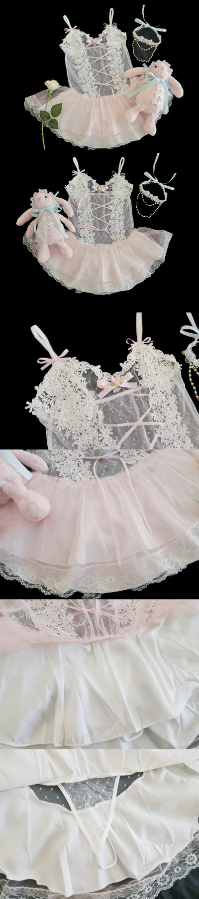 Bata Corta de Encaje y Malla Blanca - Diseño Sensual para la Noche - Image 16