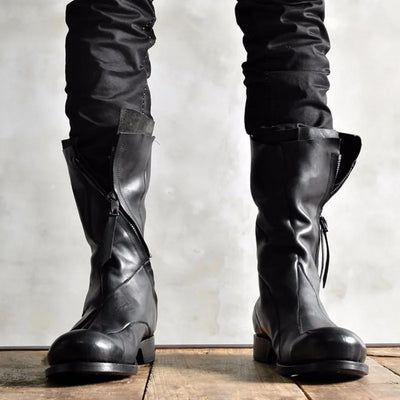 Botas de Cuero Deconstruidas Irregulares Estilo Retro para Hombre - Image 7