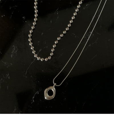 Collar Cadena Hueso de Serpiente Oro con Dije Redondo Irregular para Mujer - Image 20