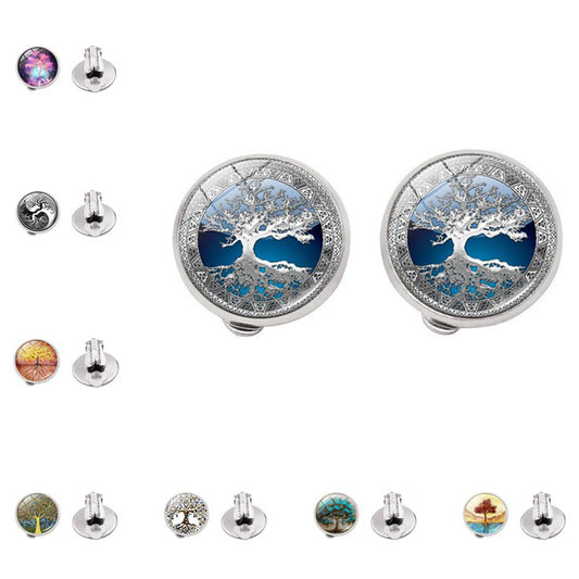 Aretes Árbol de la Vida con Gema Brillante