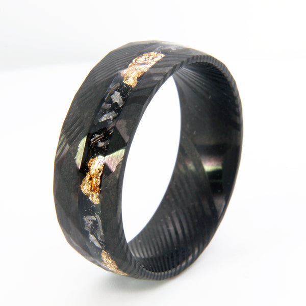 Anillo de Acero Damasco 8mm para Hombre