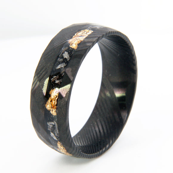 Anillo de Acero Damasco 8mm para Hombre