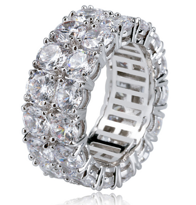 Anillo Hip Hop Doble Fila con Circones Incrustados para Hombre - Image 6