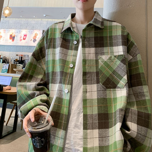 Camisa a Cuadros Manga Larga para Hombre - Primavera y Otoño - Image 3